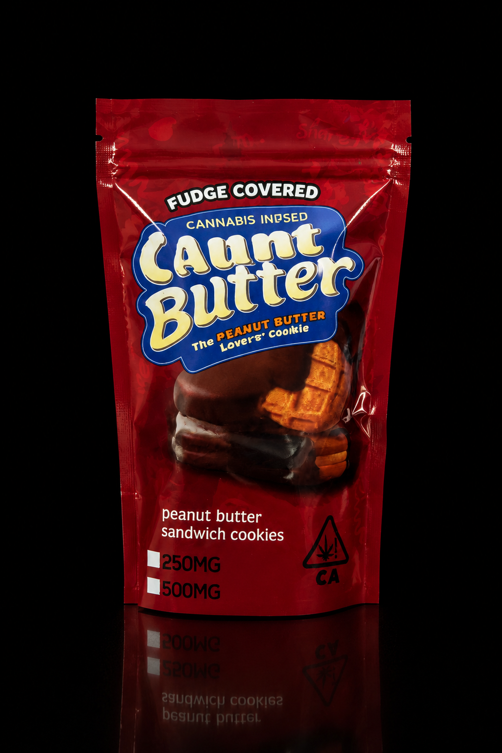CAUNT BUTTER Fudge-Covered Peanut Butter Sandwich Cookies THCA