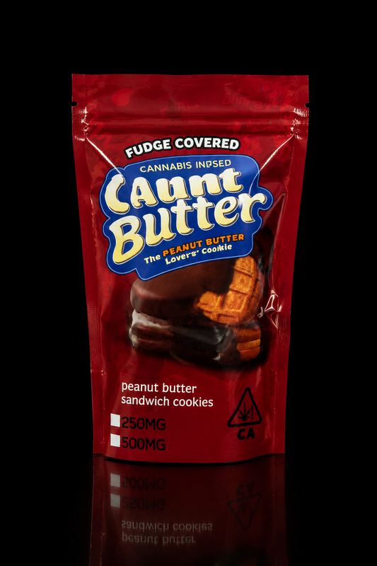 CAUNT BUTTER Fudge-Covered Peanut Butter Sandwich Cookies THCA